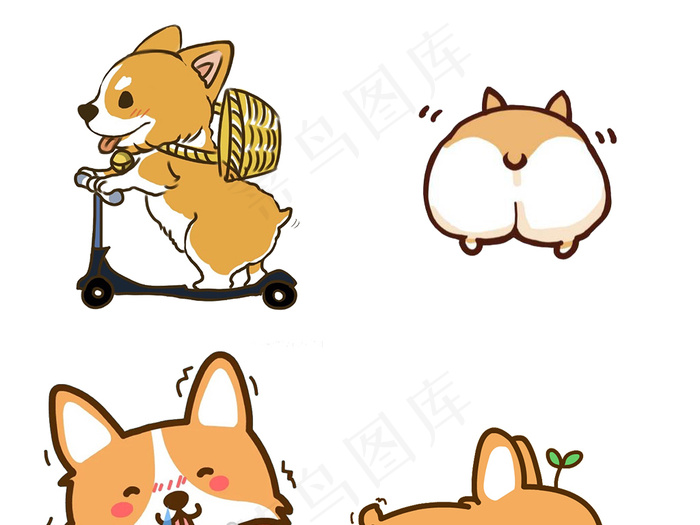 卡通柯基犬png海报设计素材