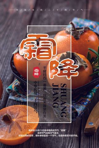 中国传统二十四节气霜降创意海报模板