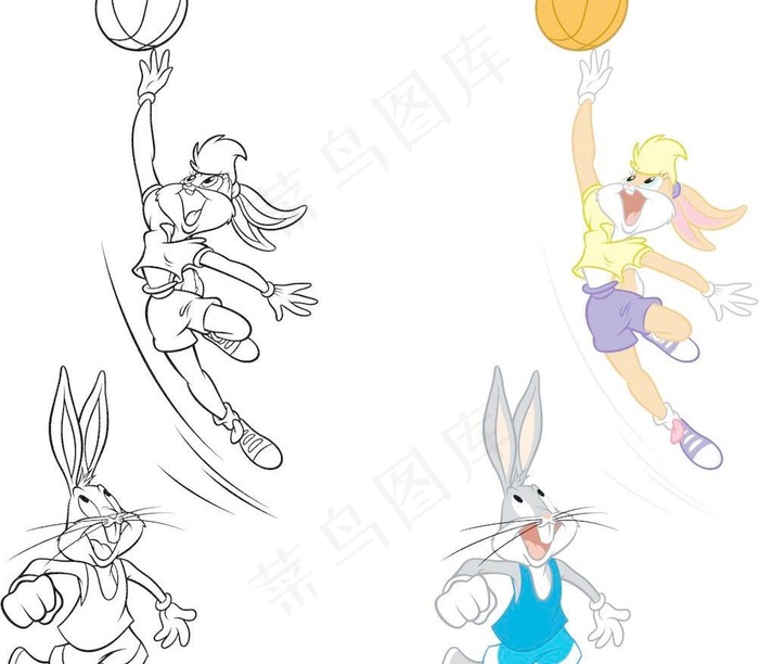 蓝球卡通动物图片