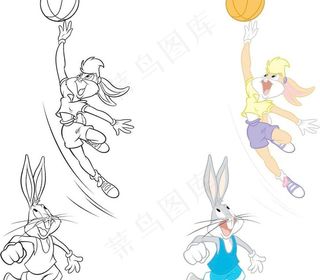 蓝球卡通动物图片