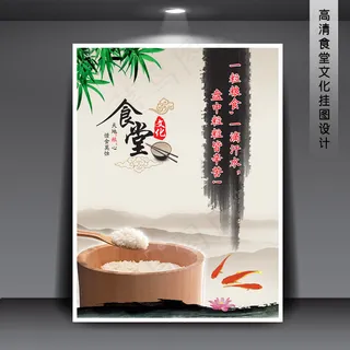 中国风食堂标语食堂展板PSD模板下...