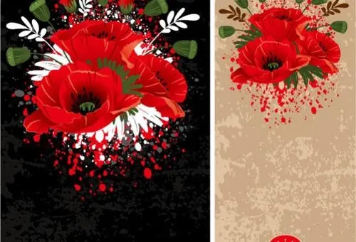 艳丽的红色花朵矢量素材eps,ai矢量模版下载