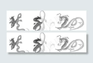 高清中国风水墨龙 PSD分层素材 ...