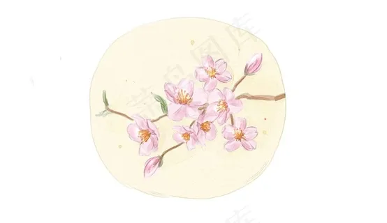 原创手绘水彩樱花桃花PSD