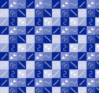 具有抽象形状的蓝色正方形图案