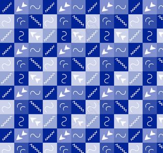 具有抽象形状的蓝色正方形图案