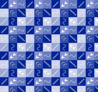 具有抽象形状的蓝色正方形图案