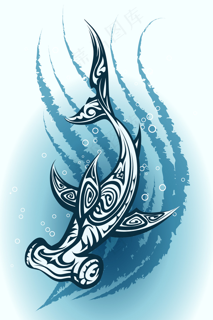 手绘鲨鱼图案素材