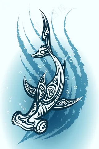 手绘鲨鱼图案素材