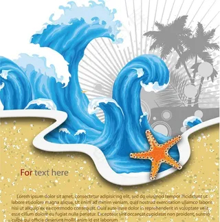 动感线条海滩海浪 海洋生物图片