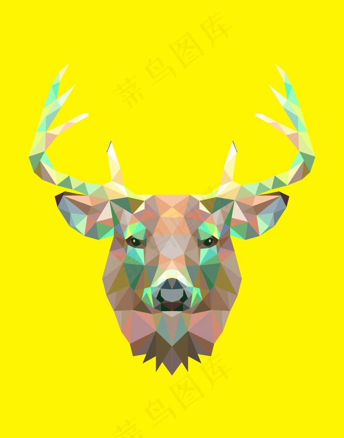 麋鹿几何头像插画cdr矢量模版下载