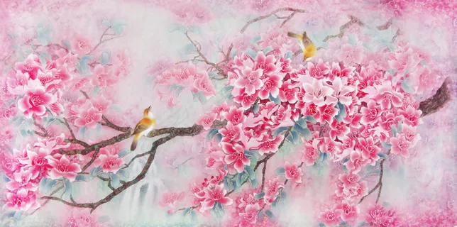 工笔花鸟红花 工笔花鸟红花