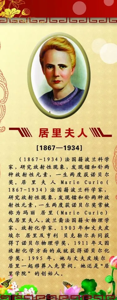 居里夫人 名人简介图片psd模版下载