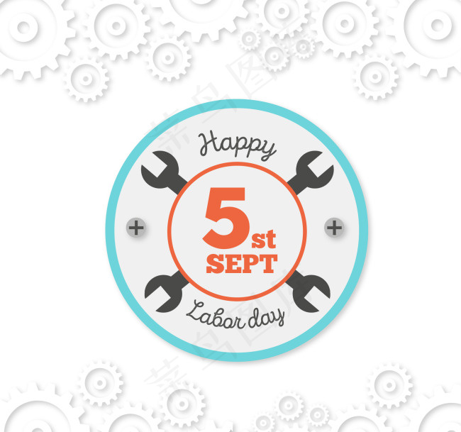 白色的背景劳动节徽章扳手