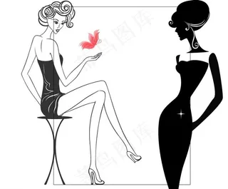 手绘女性人物图片