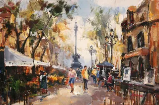 欧洲街景油画图片