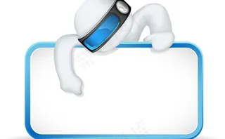 空白广告牌后的3d小人图片