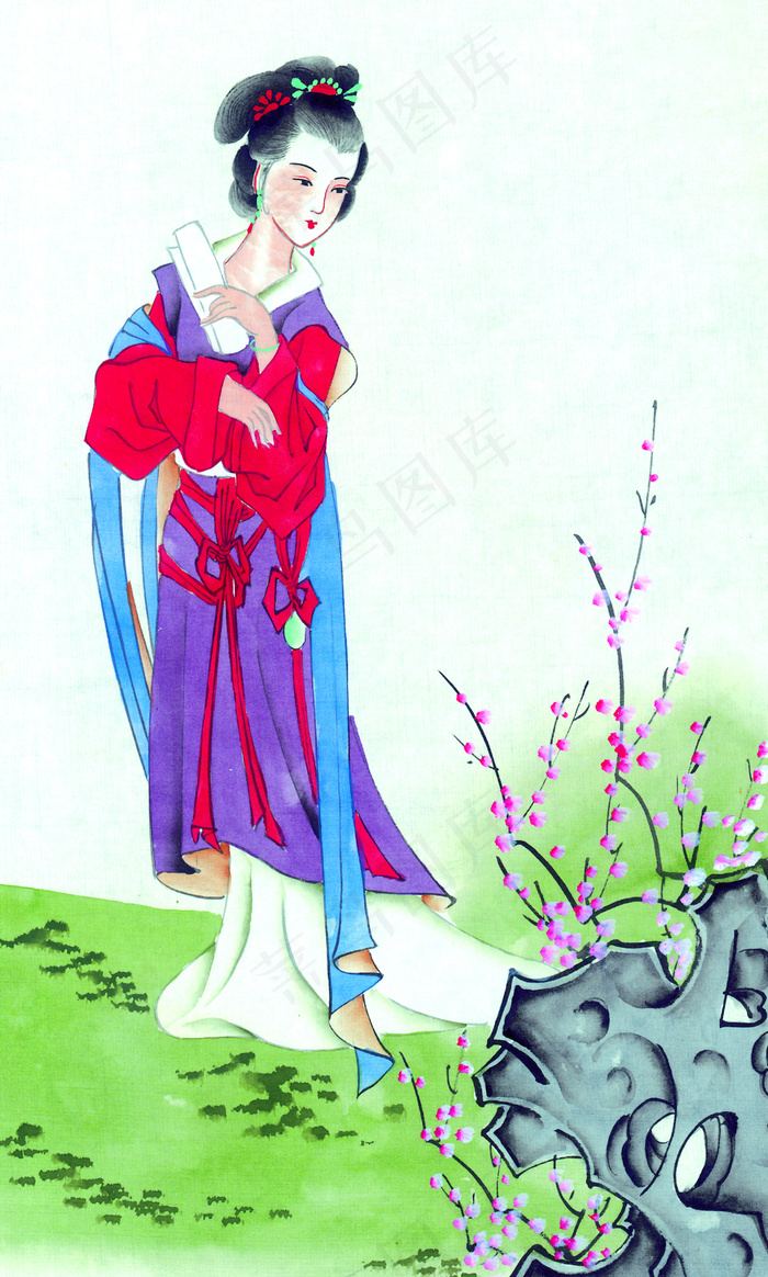 美女赏梅