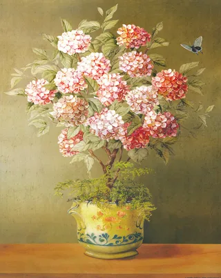 美丽的鲜花与花瓶油画写生