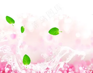 护肤品主图直通车钻展水纹 绿叶 春天夏天