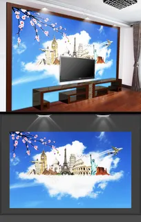 欧美旅游风景电视背景墙 欧美旅游风景电视背景墙