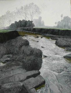 山石高清风景油画