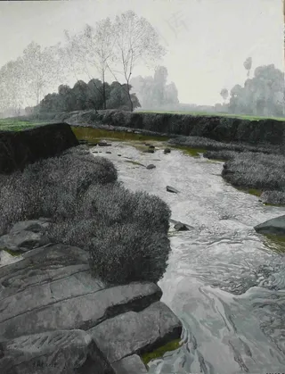 山石高清风景油画