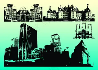 城市建筑剪影矢量素材