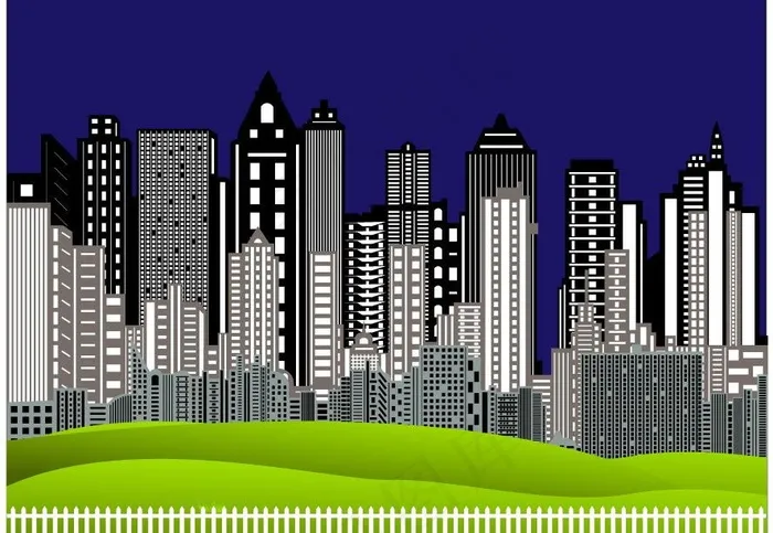 城市建筑群图片ai矢量模版下载
