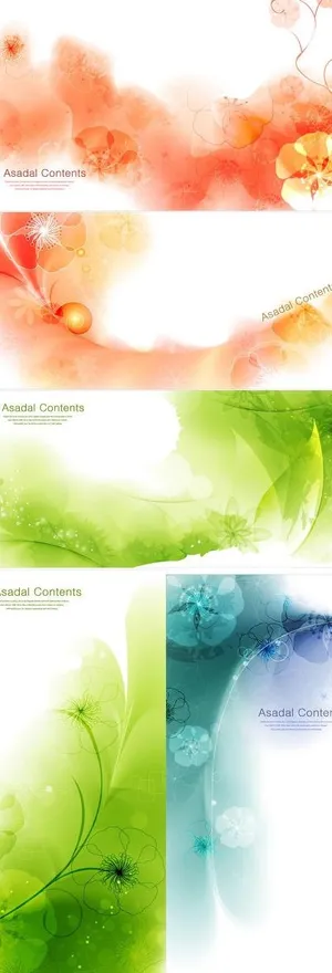 梦幻效果花叶背景矢量素材