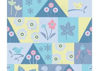 蓝色花朵树叶底纹背景矢量素材