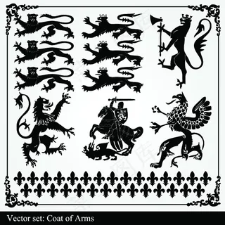 复古欧式狮子剪影矢量素材