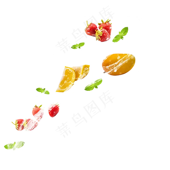 夏日冰饮水果草莓橙子,免抠元素(2000*2000px 300 dpi )psd模版下载