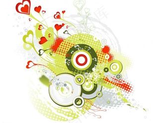 矢量心形花纹图图片