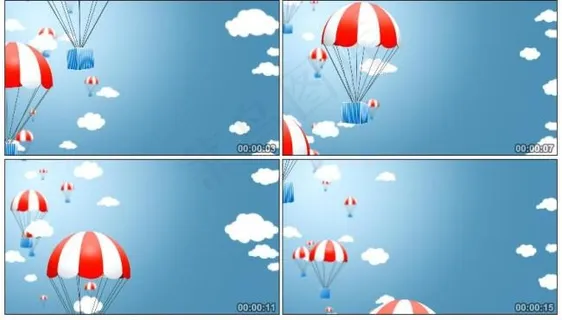 卡通降落伞高清动态视频背景素材