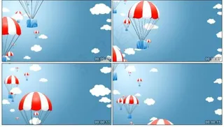 卡通降落伞高清动态视频背景素材