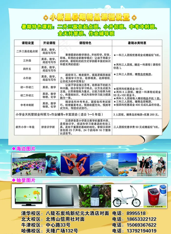小新星暑假宣传彩页图片psd模版下载