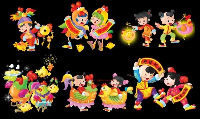 鸡年喜庆儿童psd模版下载