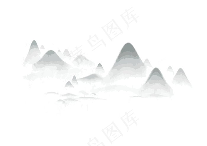水墨云中的山峰下载(300 dpi)
