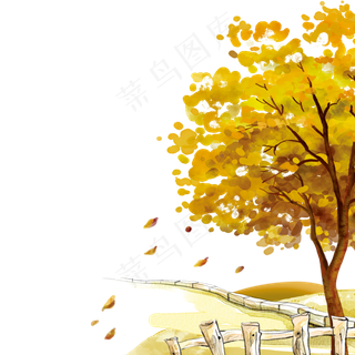 秋季促销秋天红色枫叶落叶树叶png...