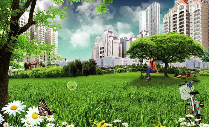 花园小区图片(3543X2362(DPI:200))psd模版下载