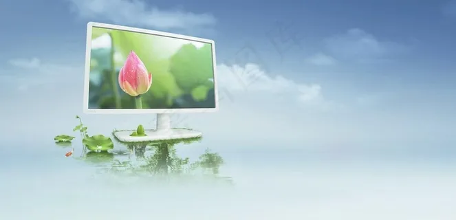 显示器荷花背景图图片