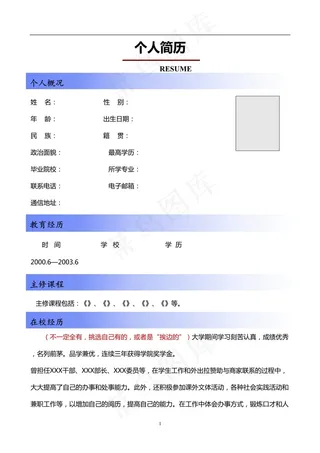 漂亮精美简历模板