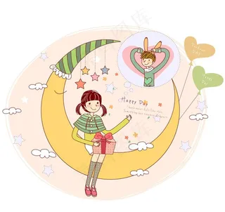 月亮上想念男生的女生图片