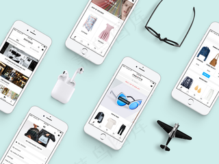 平铺清新苹果手机页面UI展示样机