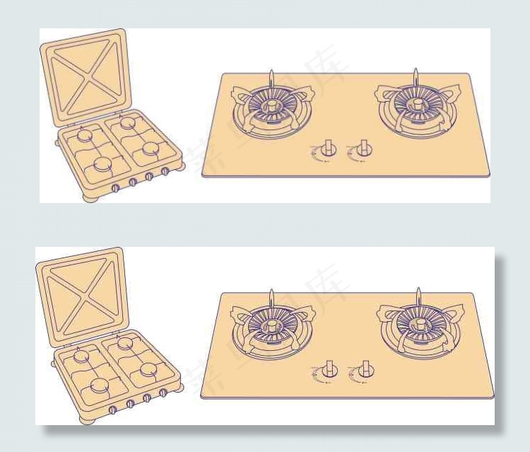 煤气炉包装效果图cdr矢量模版下载