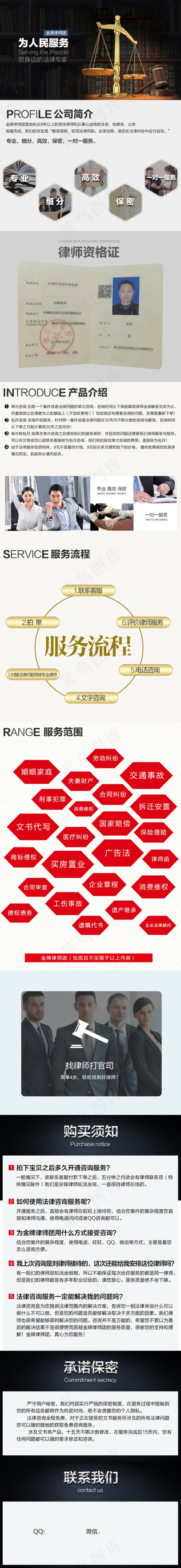 简约公司商务法律咨询详情页psd模版下载