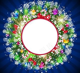 蓝色璀璨圣诞节背景 圣诞贺卡图片