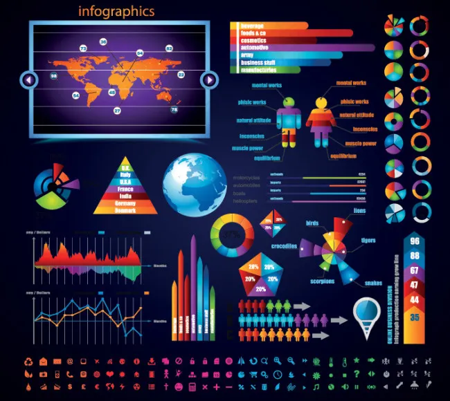 多彩贴纸数字信息标签矢量素材eps,ai矢量模版下载