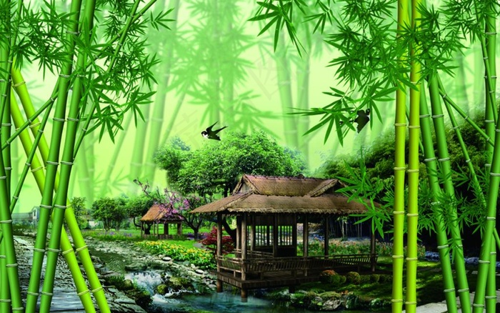 自然竹林装饰画(8000X5000(DPI:72))psd模版下载